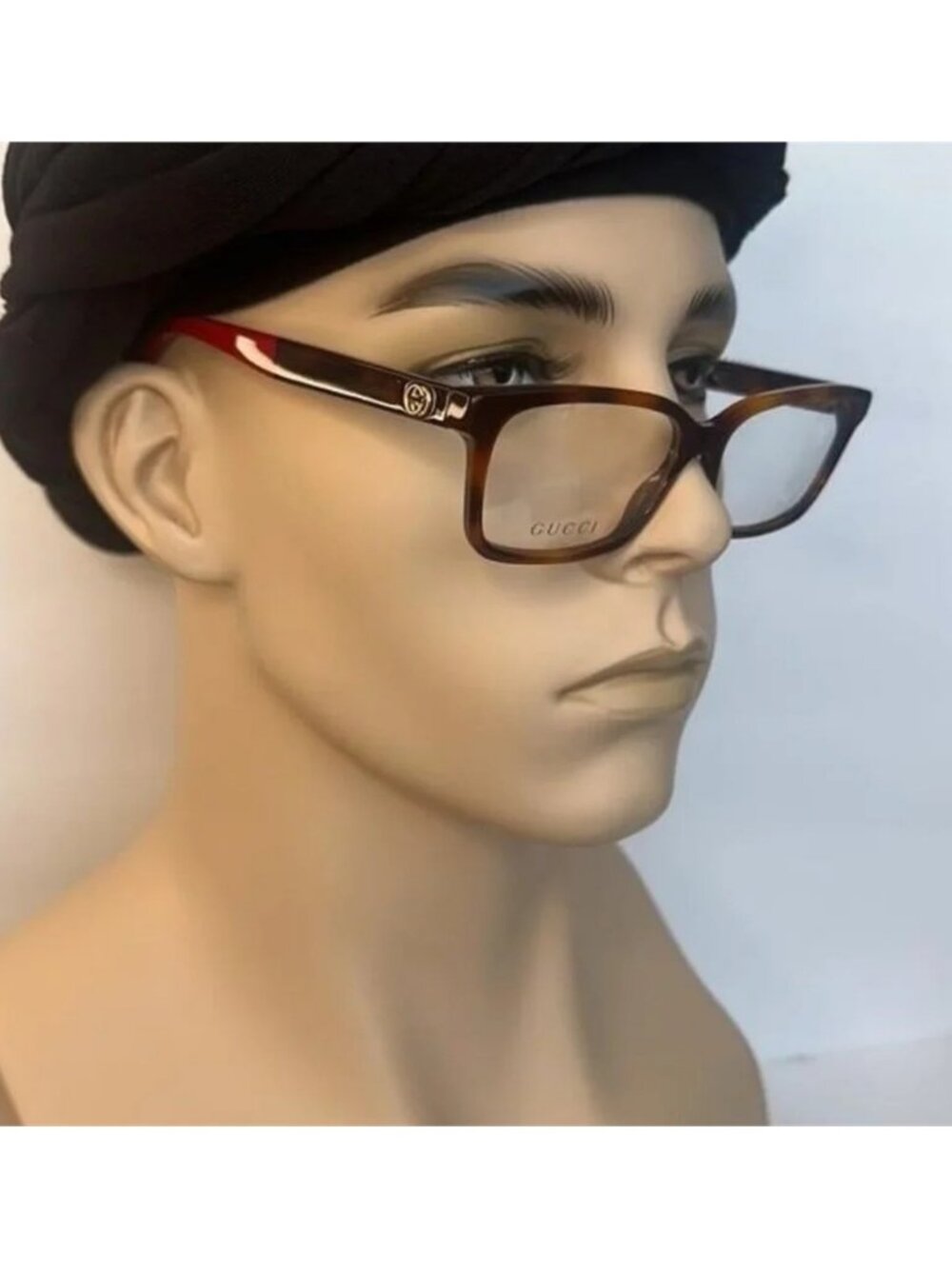 Authentic- New  - Gucci GG 0168O 008 Havana EyeglassBlue Red Temple Ti…